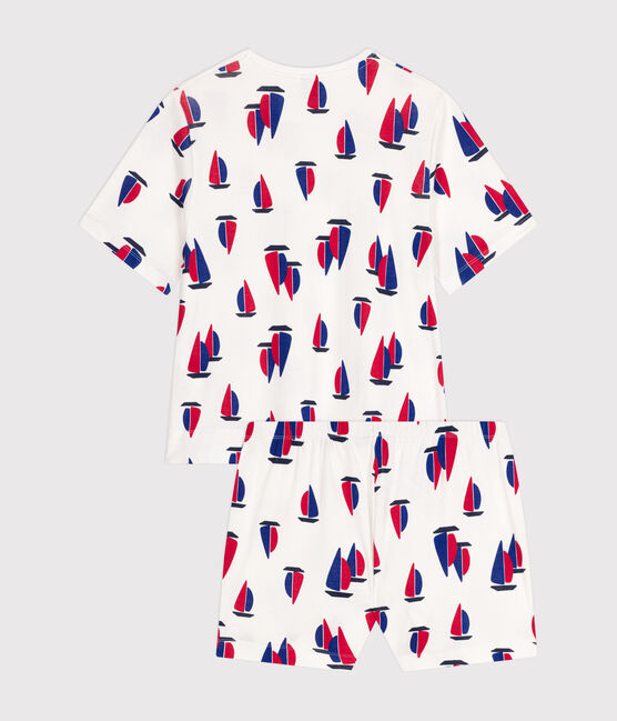Pyjama short et tee-shirt en coton motif bateaux femme blanc MARSHMALLOW/blanc MULTICO