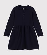 Robe manches longues en tricot enfant fille bleu SMOKING