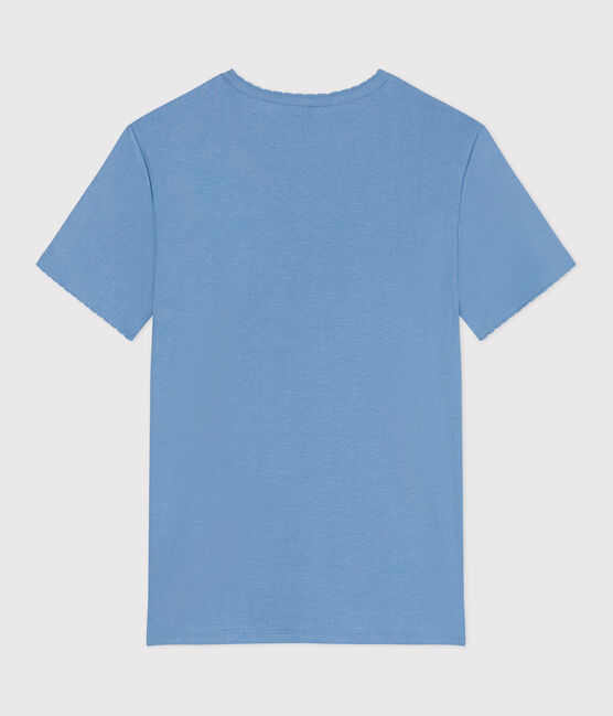 L'Iconique, effen katoenen T-shirt met kartelrandje voor dames blauw ALASKA