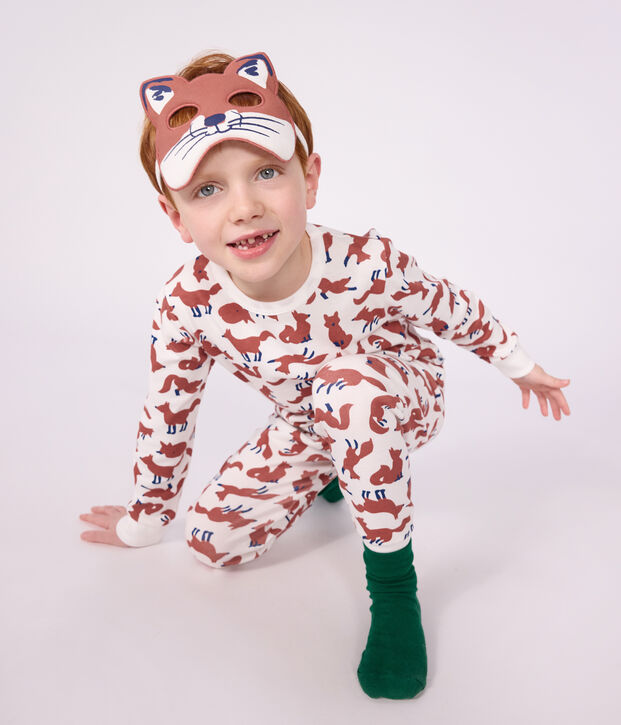 Katoenen verkleedpyjama van een vos voor kinderen wit/multicouleur