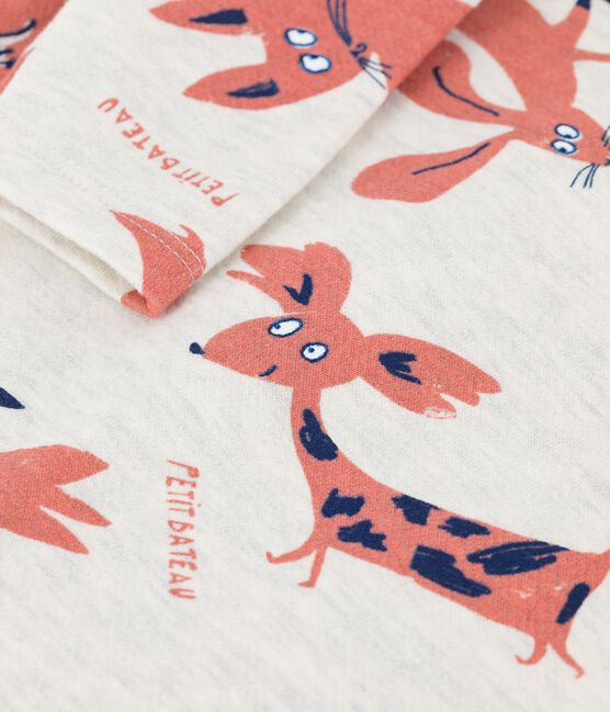 Tuinbroek in molton met dierenprint voor baby's beige MONTELIMAR/wit MULTICO