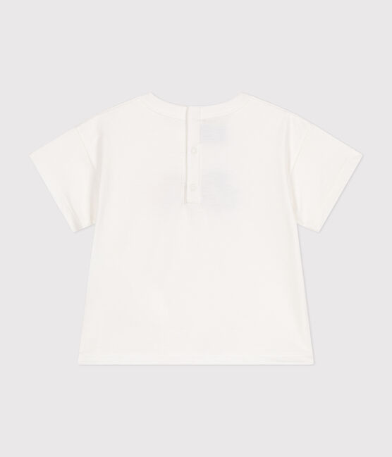 T-shirt met korte mouw van dunne jersey voor baby's wit MARSHMALLOW