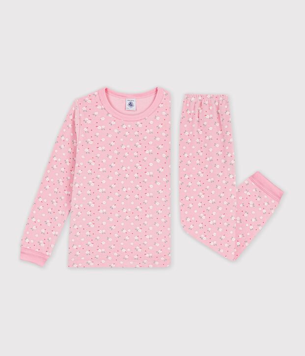 Pyjama enfant en velours imprim&eacute; rose/multicouleur
