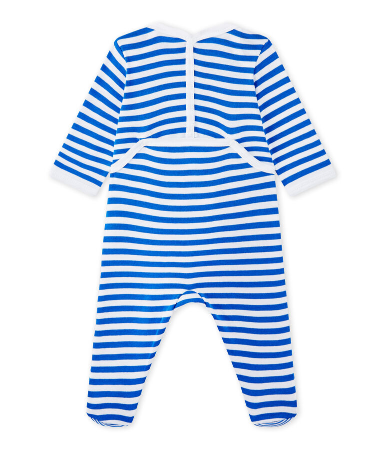 Gestreepte pyjama voor babyjongens blauw PERSE/wit ECUME