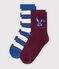 2 paires de chaussettes enfant en coton ray&eacute;es et motif animalier multicouleur