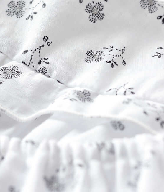 Jurk met bloomer van popeline met bloemenprint voor meisjesbaby wit MARSHMALLOW/wit MULTICO