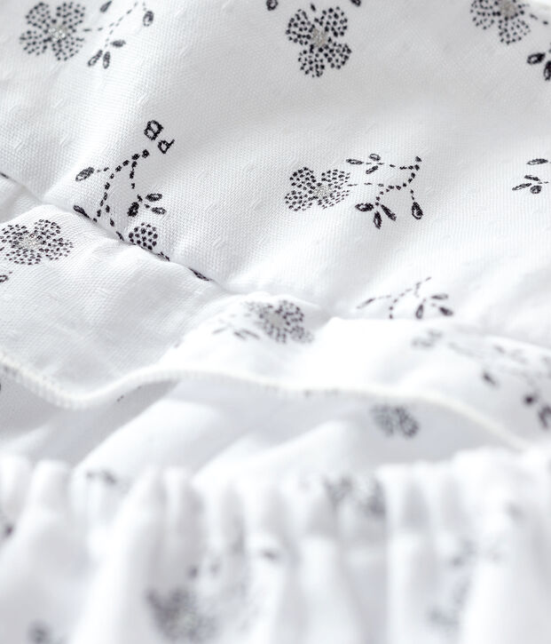 Jurk met bloomer van popeline met bloemenprint voor meisjesbaby wit/multicouleur