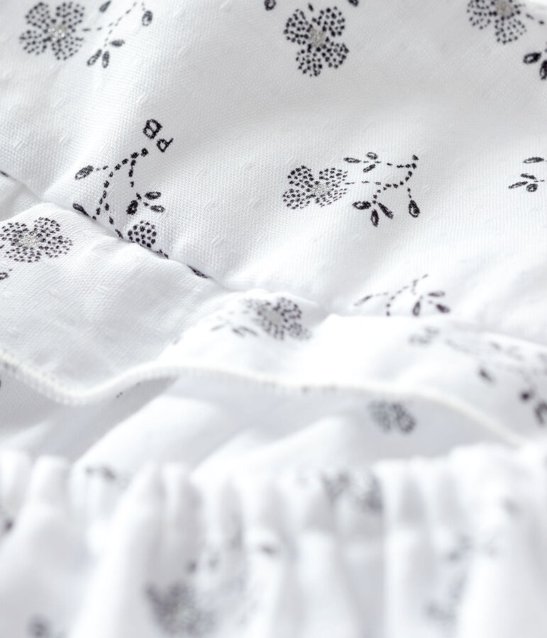 Robe avec bloomer &agrave; imprim&eacute; fleurs b&eacute;b&eacute; fille en popeline blanc/multicouleur