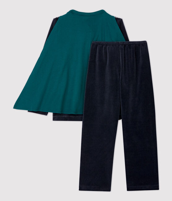 Fluwelen ridder pyjama jongens blauw SMOKING/wit MULTICO