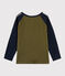 T-shirt met zeefdruk jongens kinderen groen MILITARY/blauw SMOKING