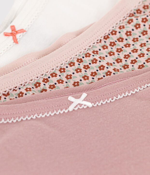 Set van 3 meisjesslips met bloemetje in katoen multicouleur