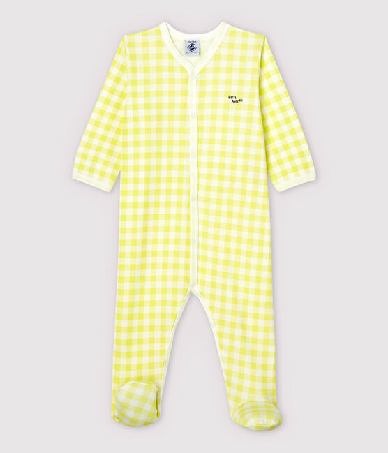 Geel katoenen pyjama met gingham-ruit wit MARSHMALLOW/ SUNNY