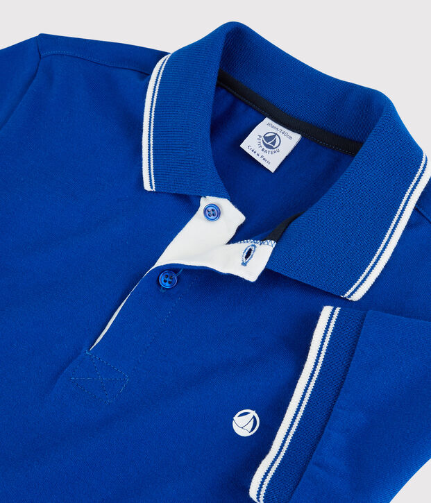 Polo manches courtes enfant gar&ccedil;on bleu