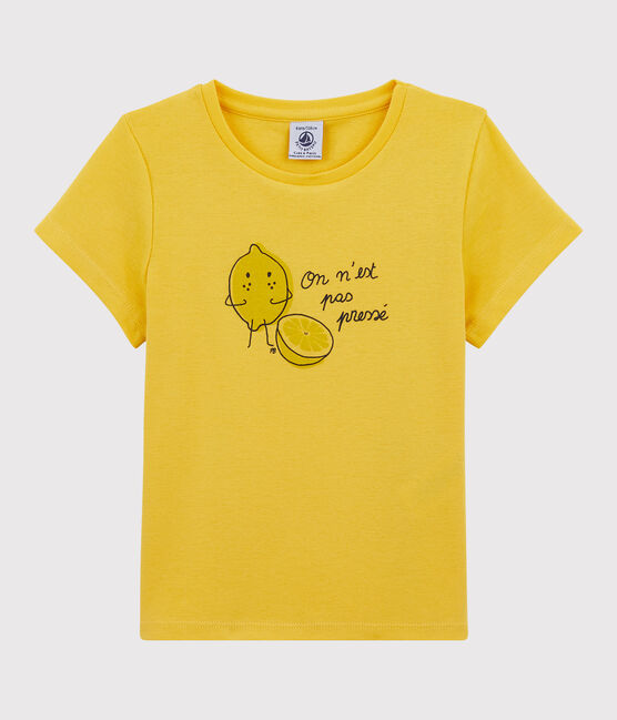 T-shirt met korte mouwen in katoen voor meisjes geel ORGE