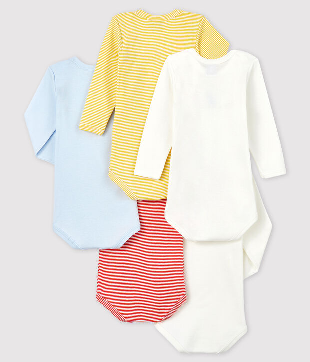 Lot de 5 bodies manches longues b&eacute;b&eacute; garcon multicouleur