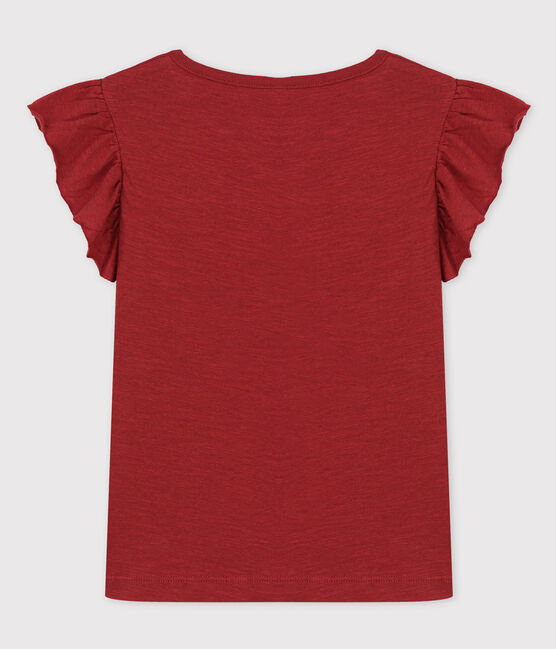T-shirt manches courtes en coton enfant fille marron OMBRIE