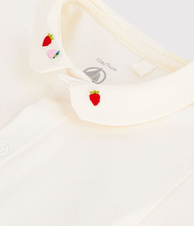 Katoenen babyrompertje met korte mouwen en geborduurde details roze/roze