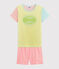 Pyjacourt rayé multicolore petite fille en côte jaune SUNNY/blanc MULTICO