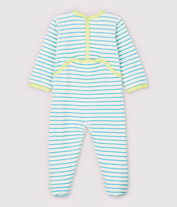 Blauw gestreepte fluwelen pyjama voor baby's wit/blauw