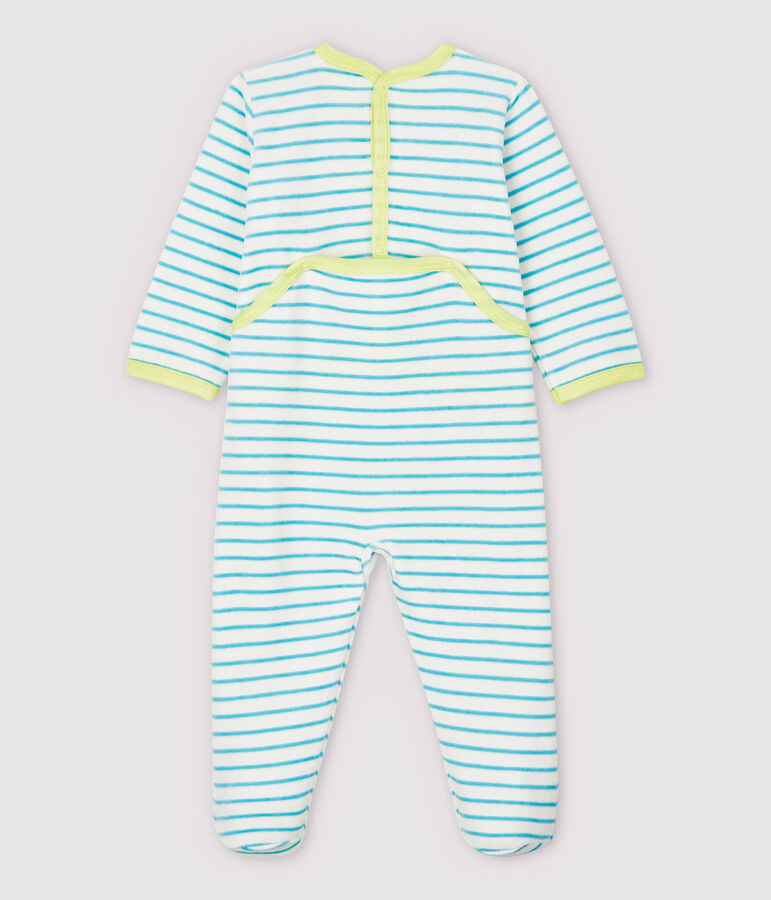 Blauw gestreepte fluwelen pyjama voor baby's wit/blauw