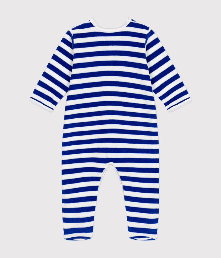 Pyjama de No&euml;l en velours b&eacute;b&eacute; bleu CALVIN/ MARSHMALLOW
