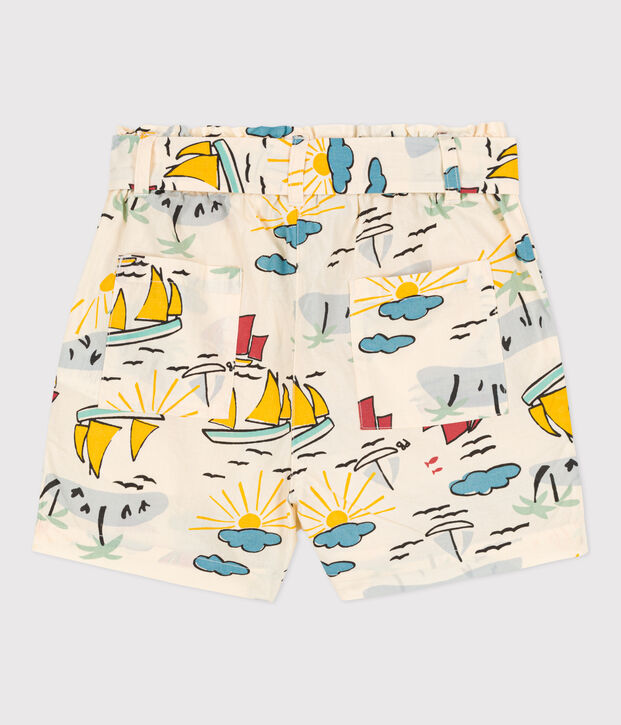 Short imprim&eacute; en popeline enfant fille &eacute;cru/multicouleur
