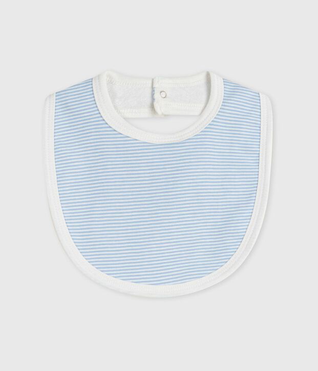 Katoenen babyslabbetje met strepen blauw/wit