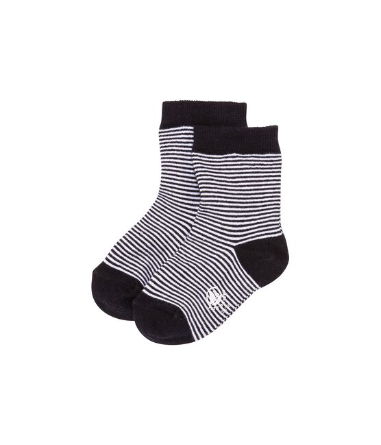 Babysokjes met milleraies-strepen voor jongens blauw ABYSSE/beige COQUILLE