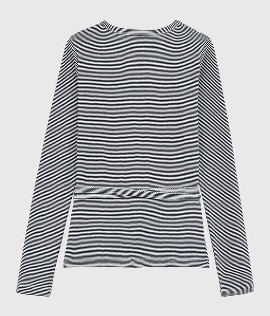 Cardigan cache-cœur en coton rayé Femme bleu SMOKING/blanc MARSHMALLOW