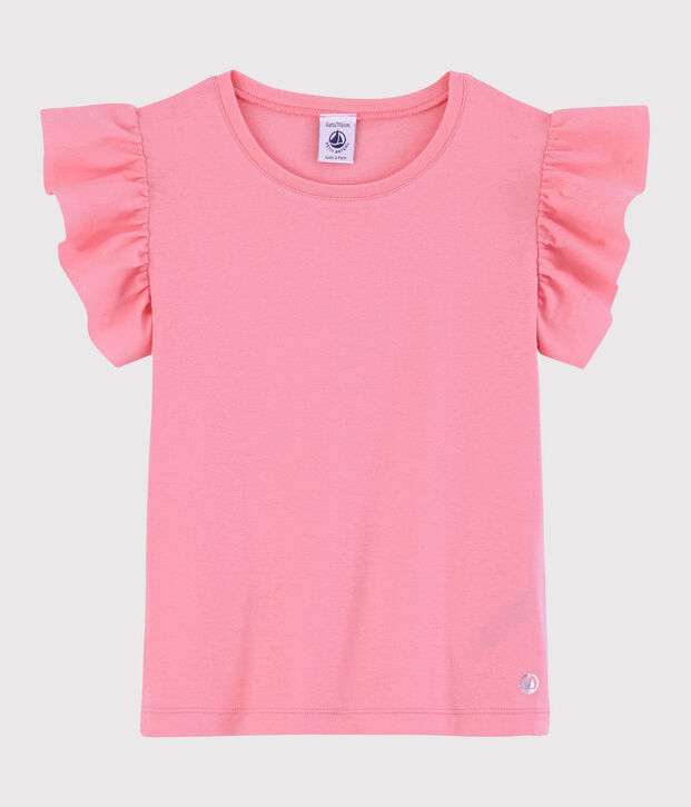 Tee-shirt manches courtes en coton enfant fille rose