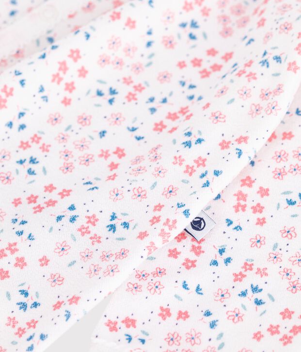 Babypyjama van fluweel met bloemenprint wit/multicouleur