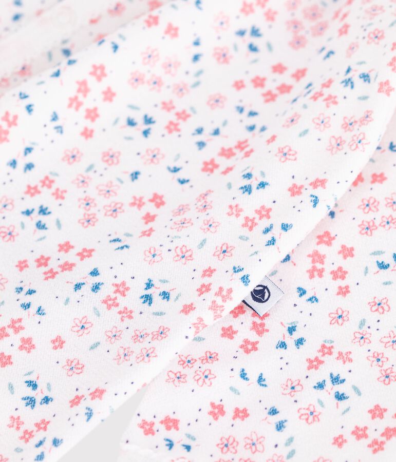 Pyjama b&eacute;b&eacute; en velours imprim&eacute; fleuri blanc/multicouleur