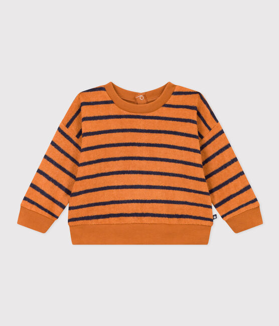 Sweatshirt in gestreepte bouclébadstof voor baby's ECUREUIL/ SMOKING