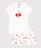 Korte katoenen kinderpyjama met vruchtenprint wit MARSHMALLOW/wit MULTICO