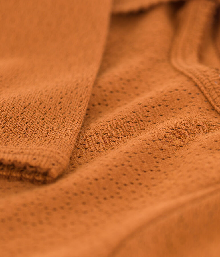 Body met lange mouwen met opengewerkt breiwerk voor baby's bruin ECUREUIL