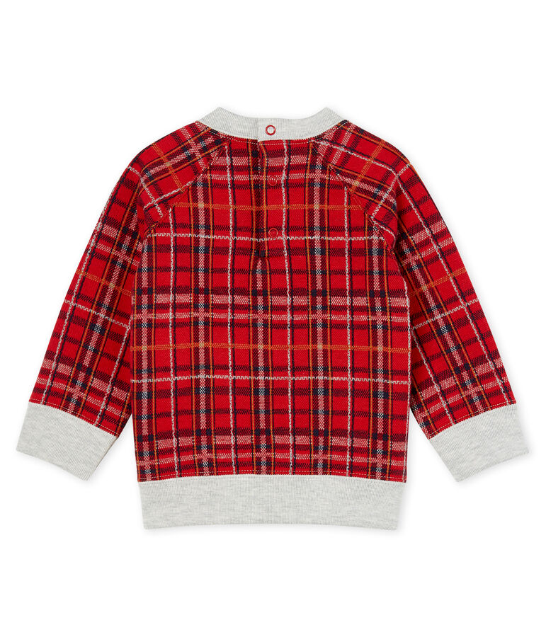 Sweatshirt babyjongen van ruitjesmesh rood/multicouleur