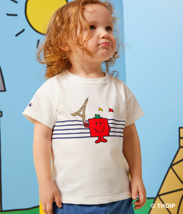 Katoenen T-shirt met Monsieur Madame-motief voor baby's wit