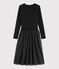 Jurk twee materialen tulle Dames zwart BLACK/geel OR