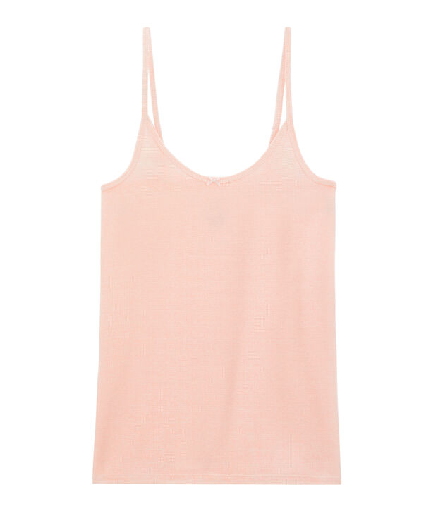 Vrouwenhemdje met schouderbandjes wit/roze