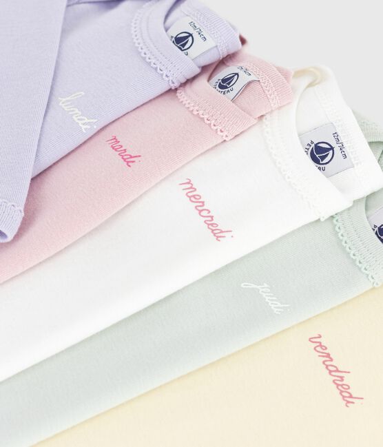 Setje van katoenen babyrompertjes met lange mouw en weekdagenprint  variante 1