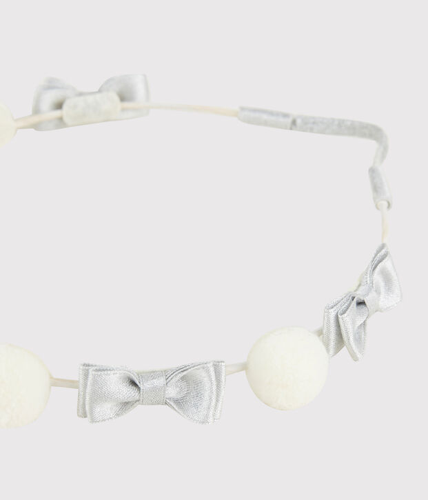 Headband enfant fille blanc/gris