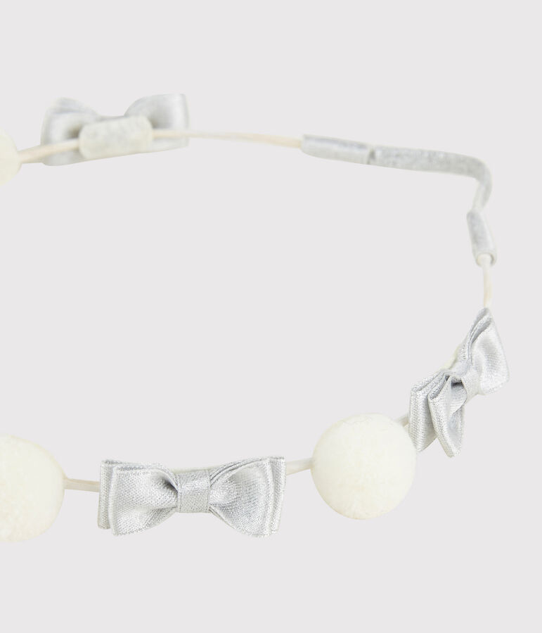 Headband enfant fille blanc/gris