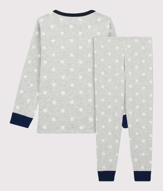 Pyjama imprimé étoiles petit garçon en coton gris BELUGA/blanc MARSHMALLOW