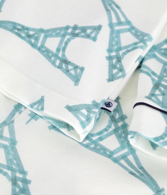 Katoenen geknoopte pyjama met print voor kinderen wit MARSHMALLOW/wit MULTICO