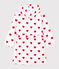 Badjas in badstof met hartjes voor meisjes/jongens wit MARSHMALLOW/rood TERKUIT