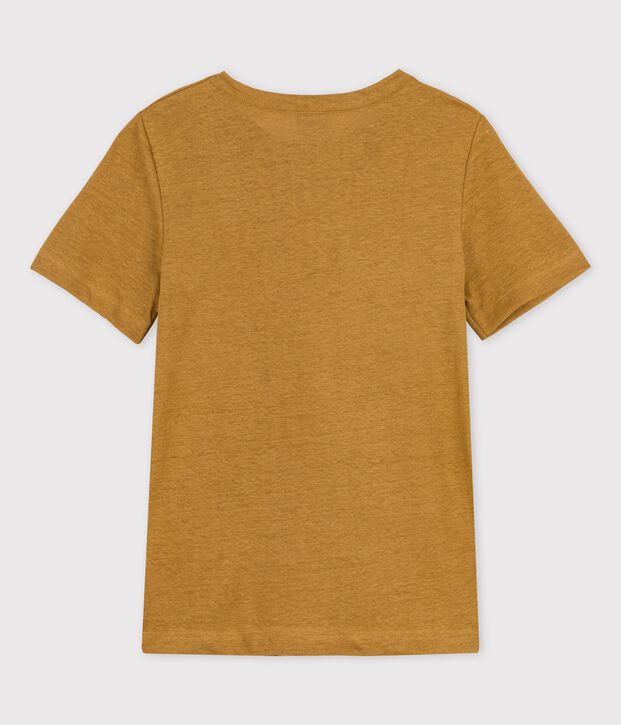 T-shirt voor dames in linnen, L'ICONIQUE geel