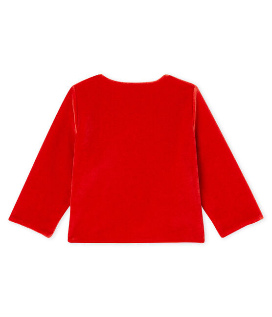 Cardigan bébé fille en maille velours rouge TERKUIT
