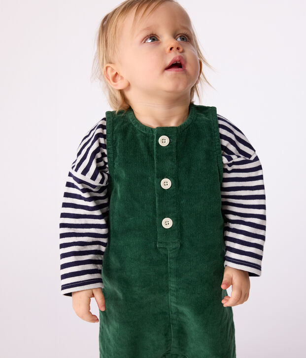 Lang babypakje in effen fluweel groen