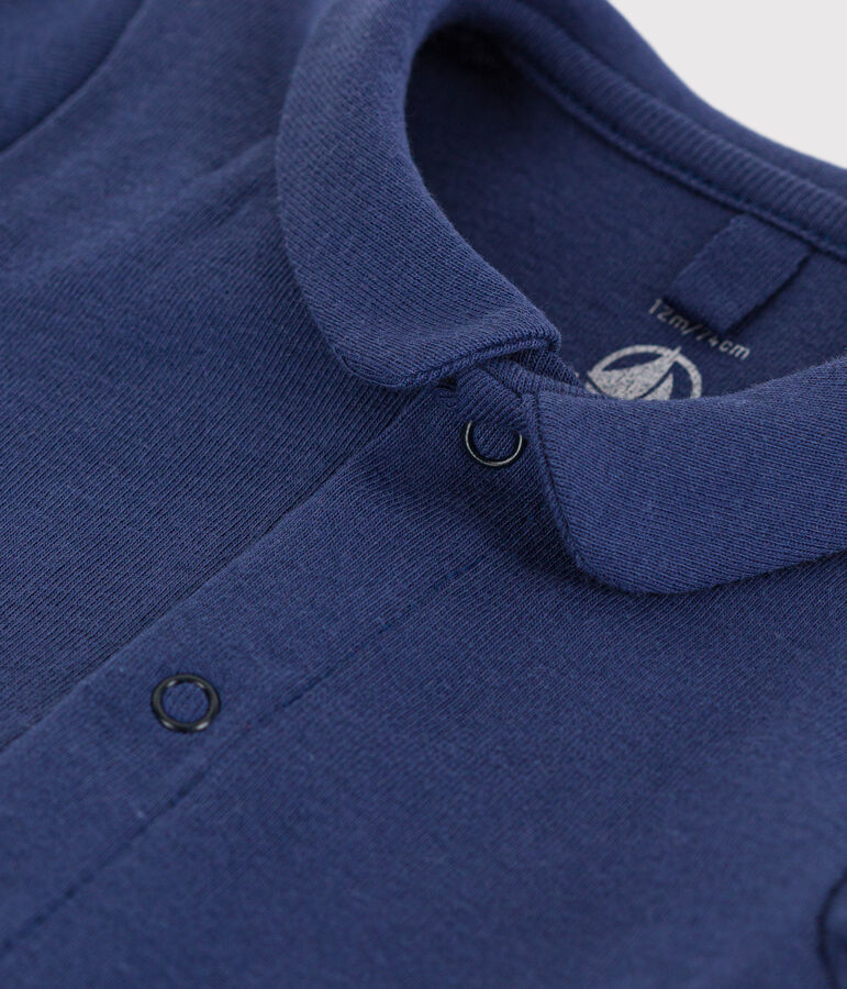 Body manches courtes &agrave; col en coton b&eacute;b&eacute; bleu