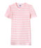 Gestreept dames-T-shirt in origineel geribd katoen roze BABYLONE/wit MARSHMALLOW